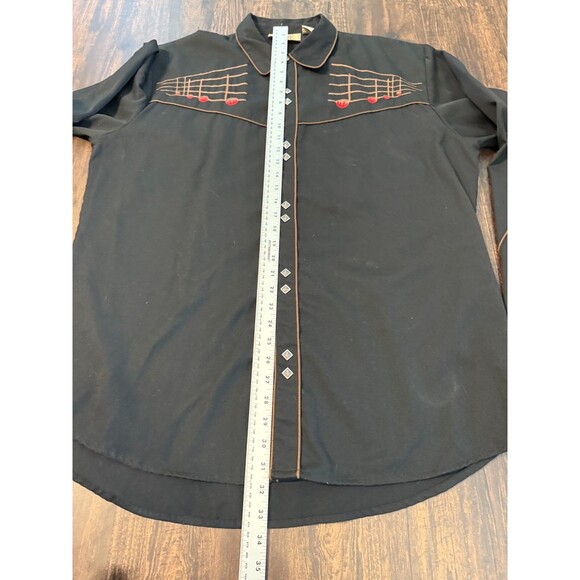 Scully Mens Western Shirt Black Guitar Music Embroidery Sz XL Romb Snap Button - Picture 8 of 12
